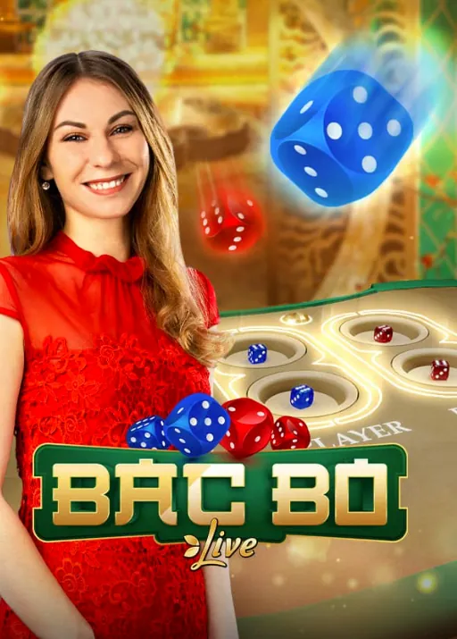 Dealer ao vivo conduzindo uma mesa de Bac Bo